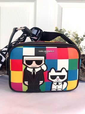 KARL LAGERFELD ~ Multicolor Color-Block Messenger Bag with Iconic Karl Design